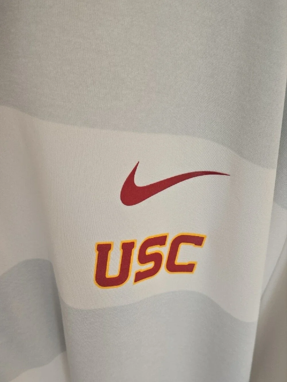 Nike White & Light Grey Striped USC Polo